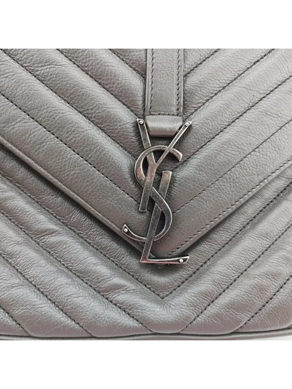 Saint Laurent Carre Gray Leather Shoulder Bag